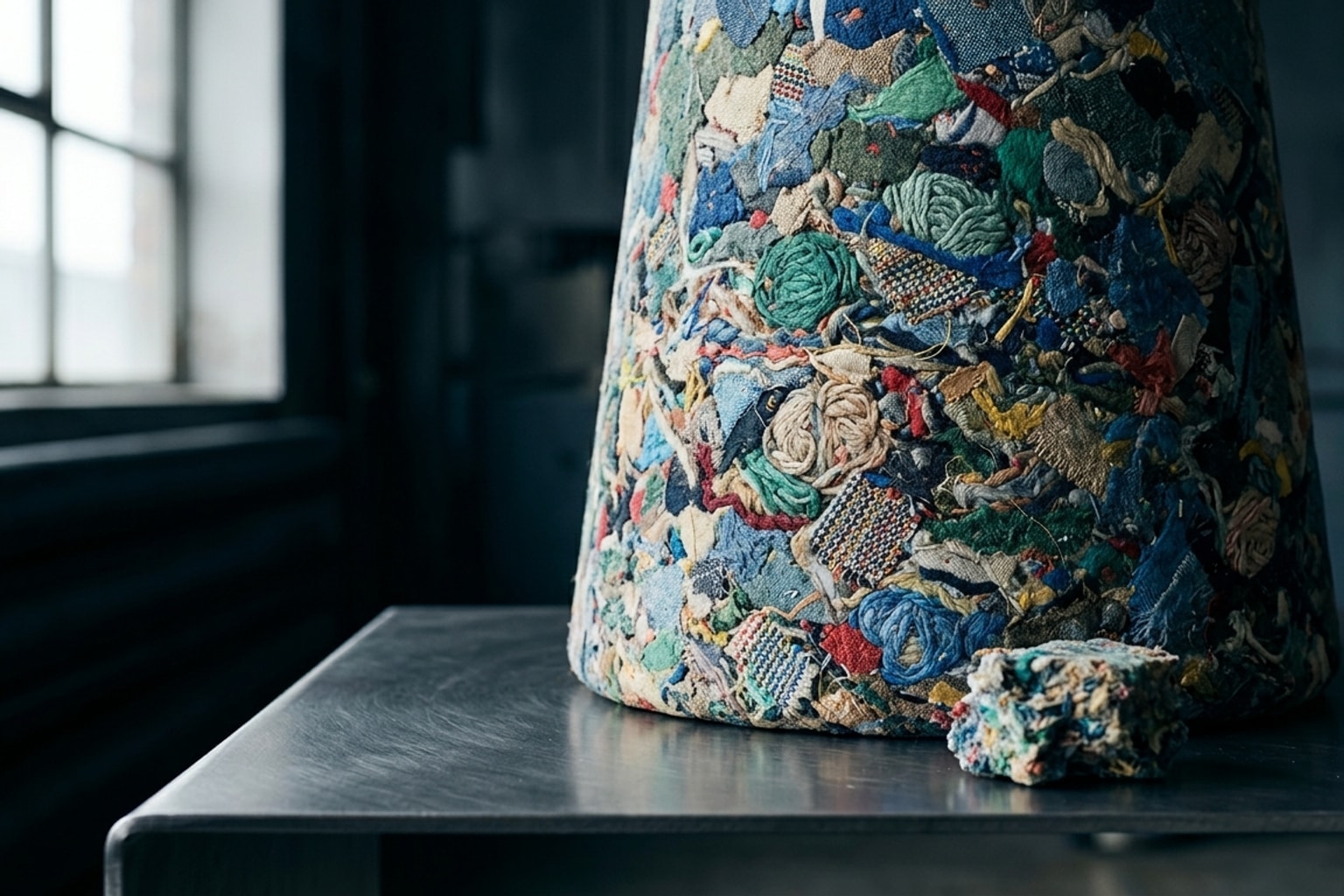 Artificial stone from recycled clothing powers new furniture collection