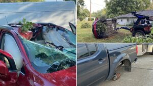 Indiana driver killed when pickup truck wheel bounces through car windshield along I-70