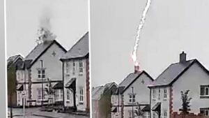Couple in miraculous escape after lightning bolt wrecks their home minutes after they pop out for lunch