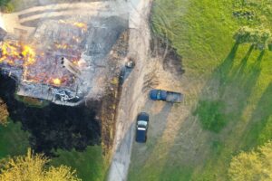 Bodycam captures dramatic shoot-out with man accused of slaughtering family before he vanishes